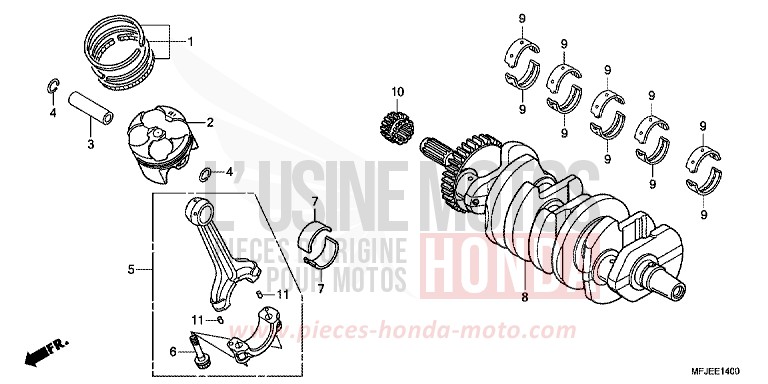 CRANKSHAFT/PISTON for CBR600RR ABS VICTORY RED (R334) from 2012